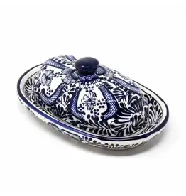 Mexico Encantada Butter Dish - Blue Flowers