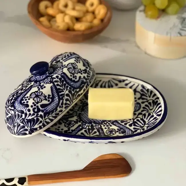 Butter Dish - Encantada Blue Flowers