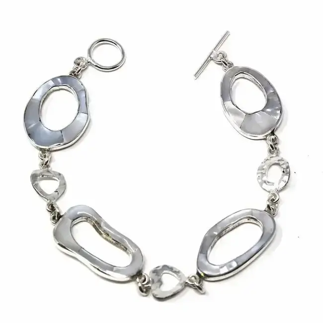 Mother of Pearl Ring Link Bracelet