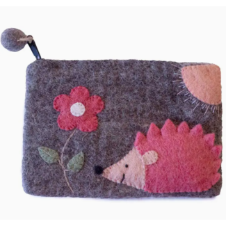 Nepal CLEARANCE Hedgehog Felt Coin Purse