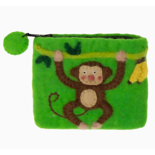 Monkey Felt Coin Zipper Pouch