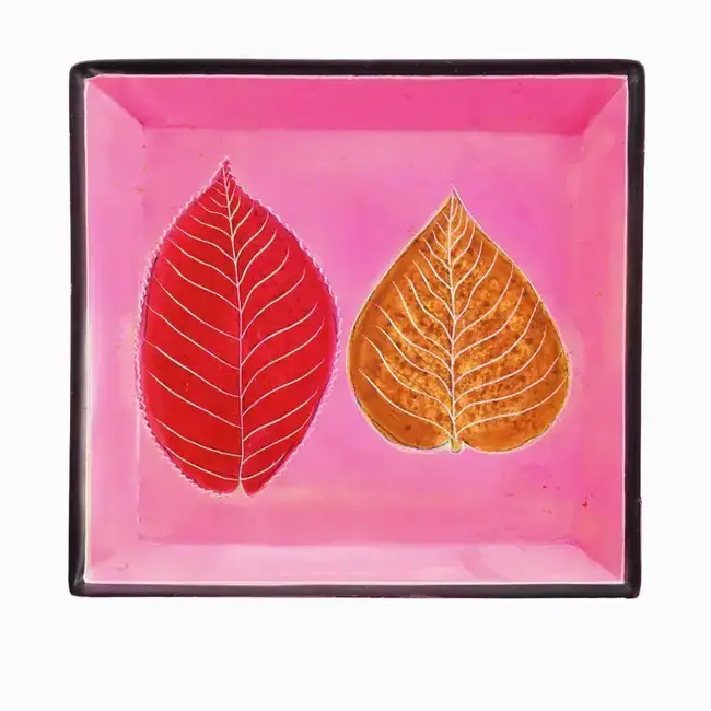 Pink Leaves Soapstone Dish