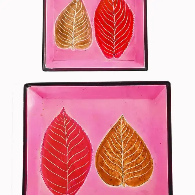 Pink Leaves Soapstone Dish
