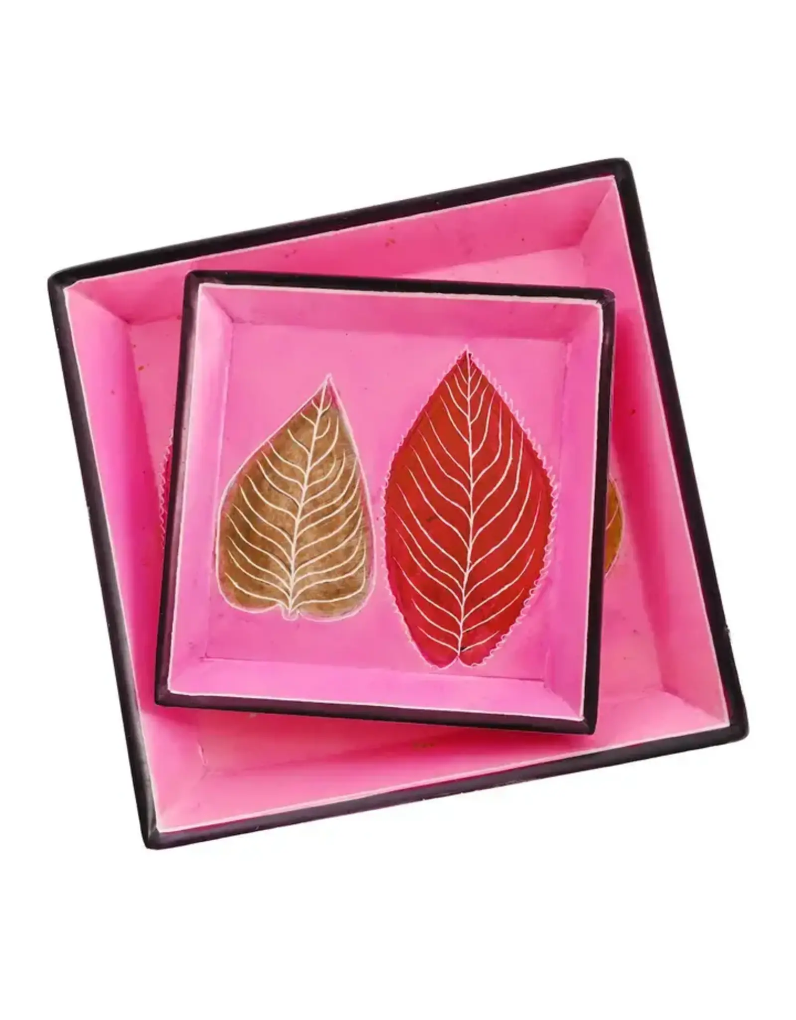 Kenya Pink Leaves Soapstone Dish