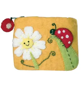 Nepal Daisy Ladybug Felt Coin Purse