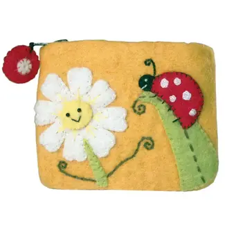Nepal Daisy Ladybug Felt Coin Purse