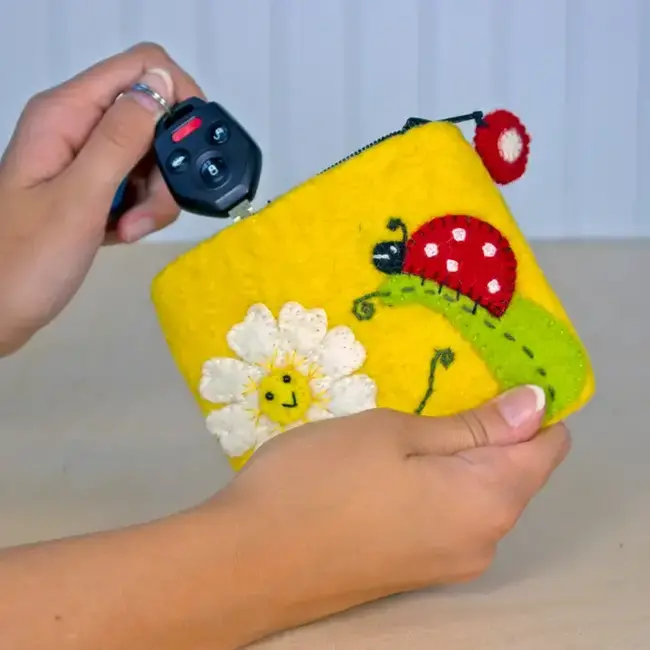 Daisy Ladybug Felt Coin Purse