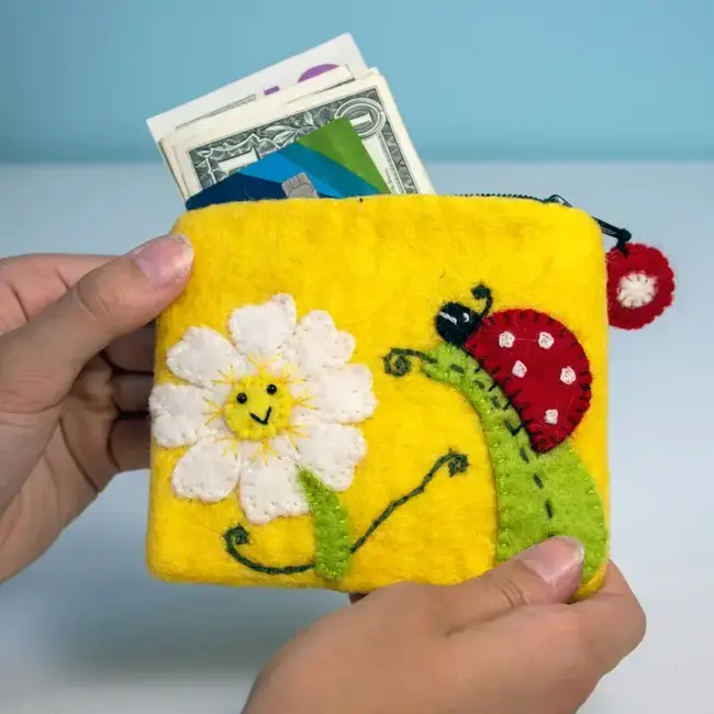 Daisy Ladybug Felt Coin Purse