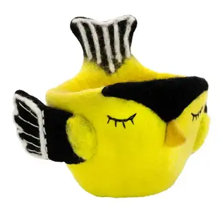 Nepal Goldfinch Felt Pot