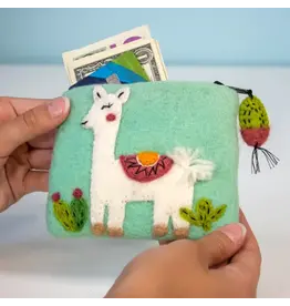 Nepal Happy Llama Felt Coin Purse