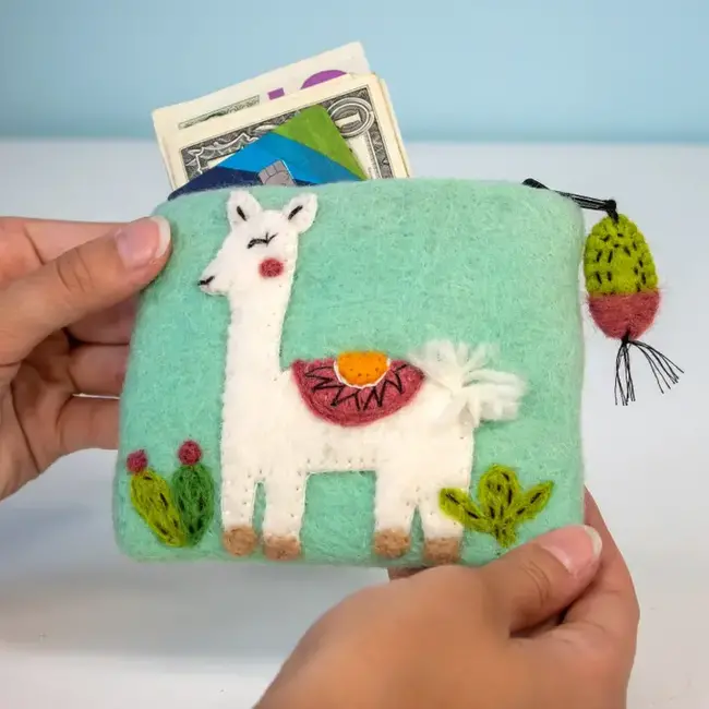 Felt Coin Purse - Happy Llama