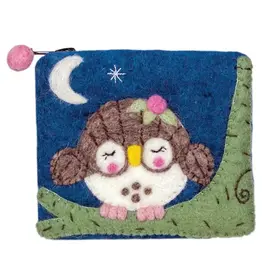 Nepal Owlet Felt Coin Purse