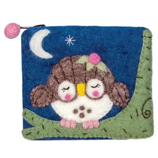 Nepal Owlet Felt Coin Purse