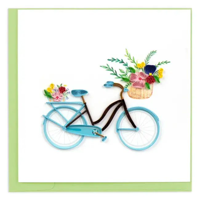 Quilling Card - Bicycle & Flower Basket