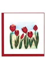 Vietnam Quilled Red Tulip Field Card