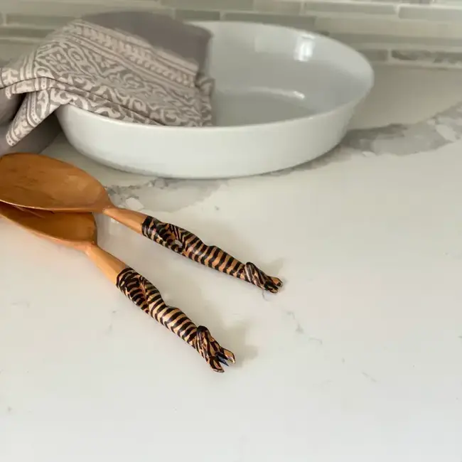 Wood Serving Set -  Twisted Zebra Design