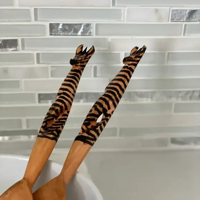 Wood Serving Set -  Twisted Zebra Design