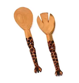 Kenya Wood Serving Set -  Twisted Giraffe Design