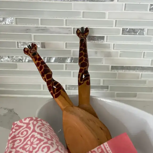 Wood Serving Set -  Twisted Giraffe Design
