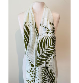 Vietnam Leaves & Stones Scarf - Pastel Yellow & Olive