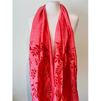 Vietnam Olive Leaf Scarf - Cochineal
