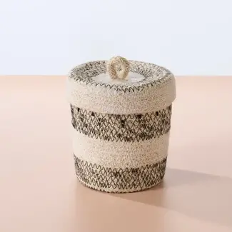 Bangladesh Dorakata Stitched Jute Basket w/ Lid