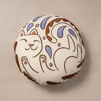 India Pillow - Embroidered Cat