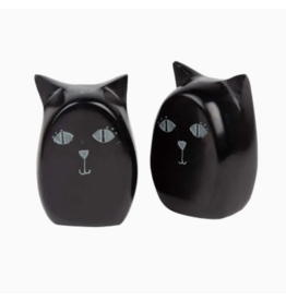 India Black Stone Cat Salt & Pepper Shakers