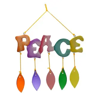 Indonesia CLEARANCE Recycled Glass Mobile - Peace