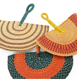 Ghana Elephant Grass Half-Moon Hand Fan