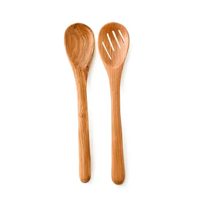 Olive Wood Slatted Salad Servers
