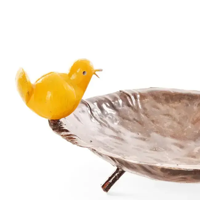 CLEARANCE Recycled Metal & Stone Bird Bath