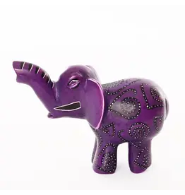 Kenya Swirled Heart Soapstone Elephant - Purple