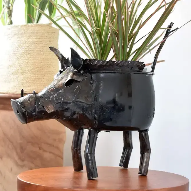 Recycled Metal Warthog Planter