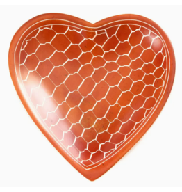 Kenya Heart-Shaped Soapstone Dish Giraffe Print