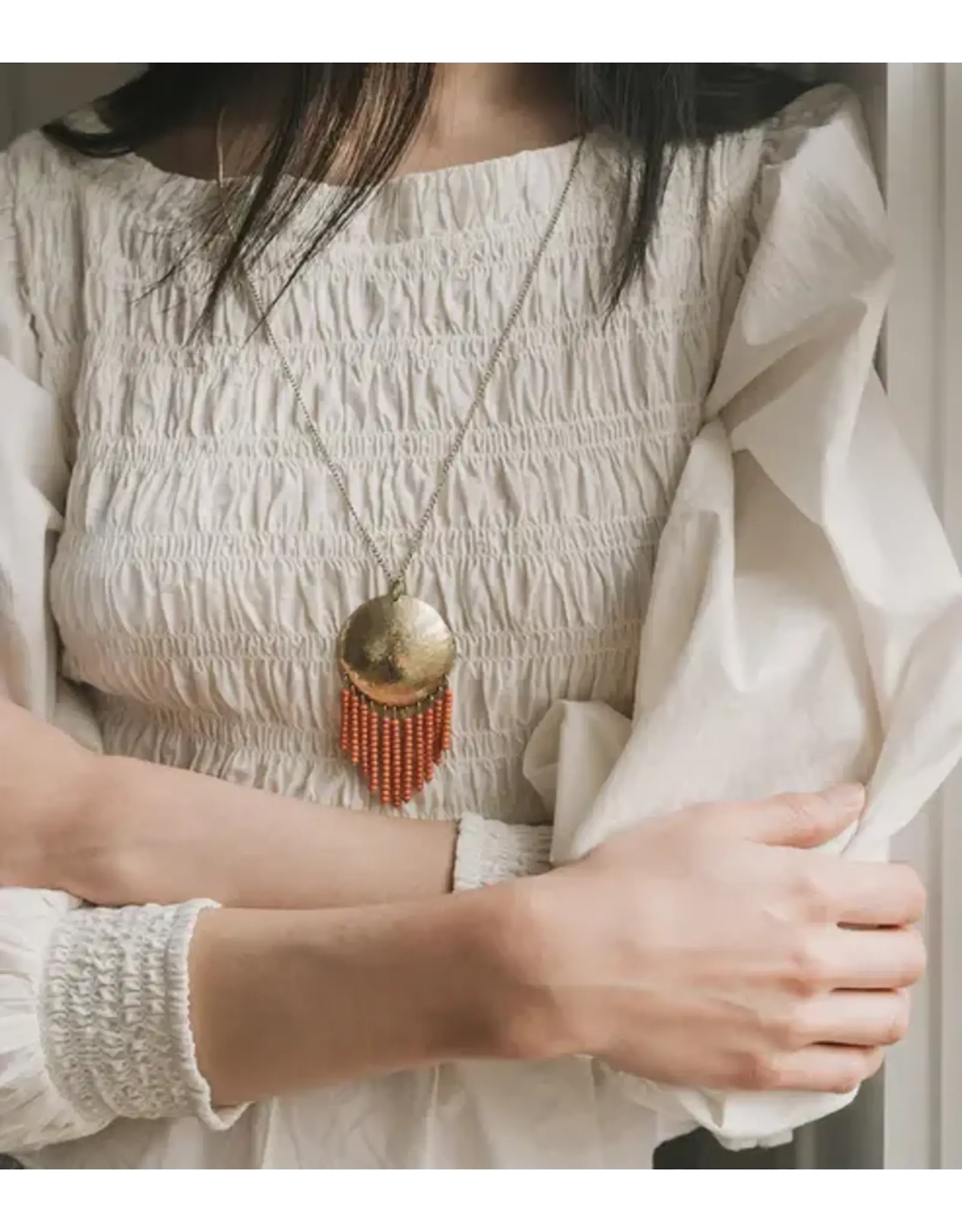 India Chaya Coin & Fringe Drop Necklace