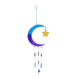 Indonesia Recycled Glass Suncatcher - Moon with Star