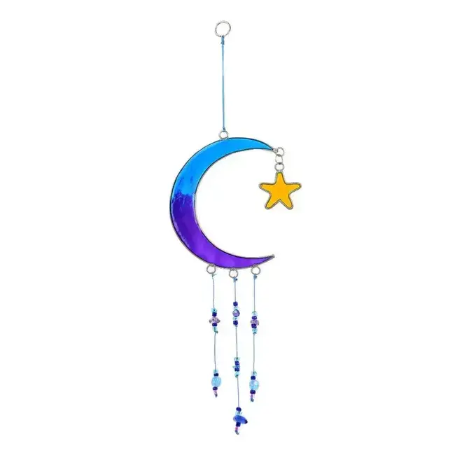 Recycled Glass Suncatcher - Moon w/ Star