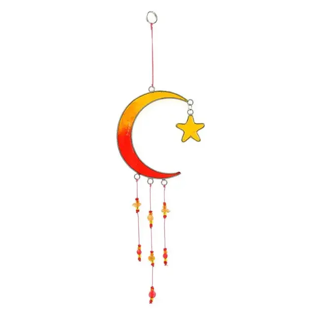 Recycled Glass Suncatcher - Moon w/ Star
