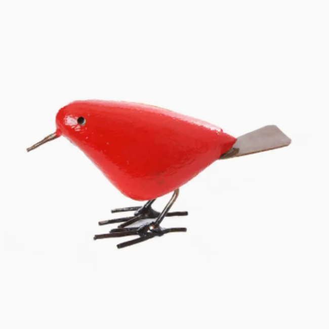 Painted Stone & Metal Bird