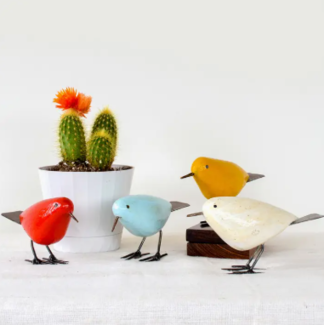 Zimbabwe Painted Stone & Metal Bird