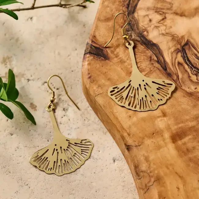CLEARANCE Ginkgo Leaf Dangle Earrings