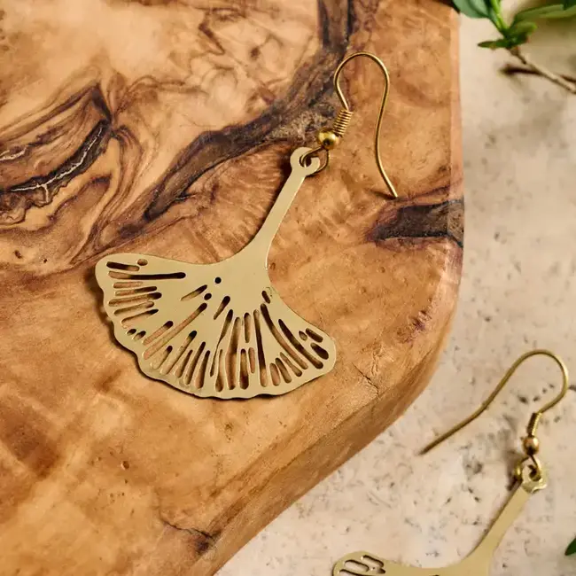 Ginkgo Leaf Dangle Earrings