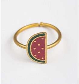 India One in a Melon Brass & Enamel Ring