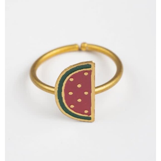 One in a Melon Brass & Enamel Ring