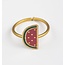 India One in a Melon Brass & Enamel Ring