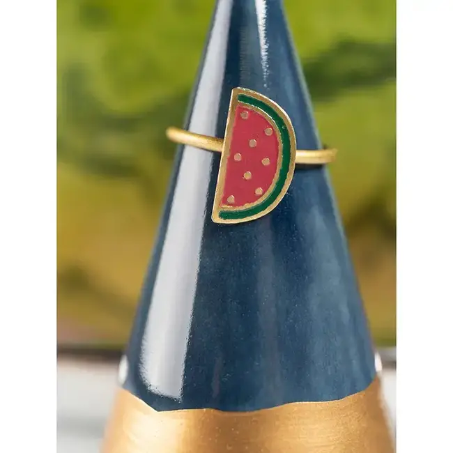 One in a Melon Brass & Enamel Ring