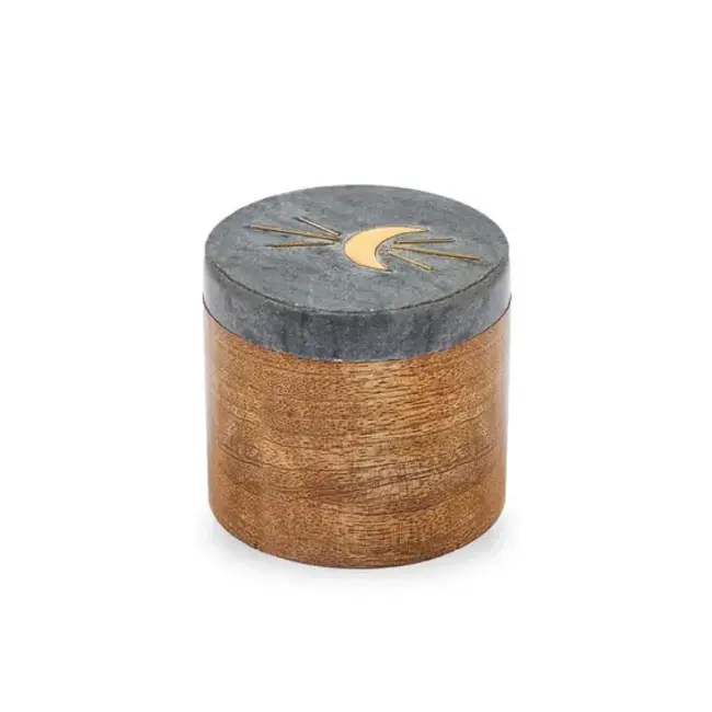 Indukala Moon Phase Round Keepsake Box - Black Marble
