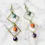 India Triple Sari Beads Geometric Drop Earrings