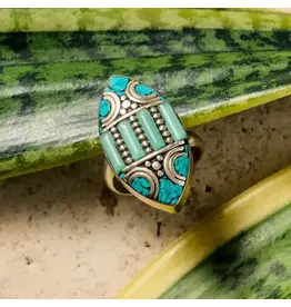 Nepal Amkha Silver & Turquoise Ring